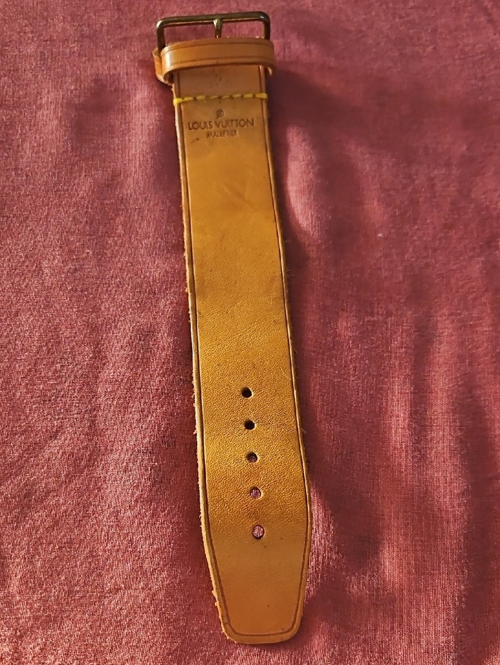 Louis Vuitton Vachetta Tan Leather Watch Strap with Brass Buckle